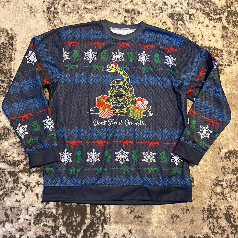 Don’t Tread on Me Christmas Sweatshirt Gadsden men’s XXL, synthetic